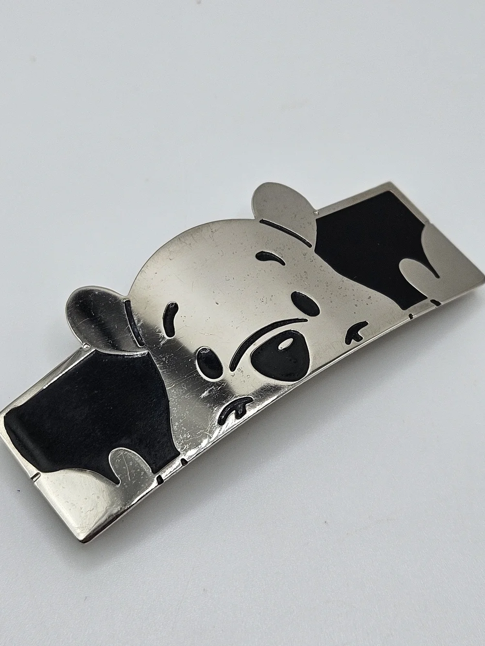 VINTAGE Disney Store Winnie the Pooh Silver & Black Peekaboo Hair Barrette